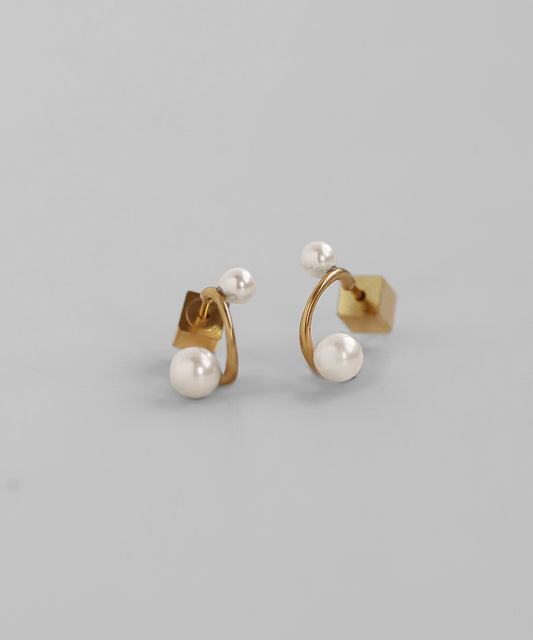 Pearl Hoop Earrings [Surgical Stainless Steel]