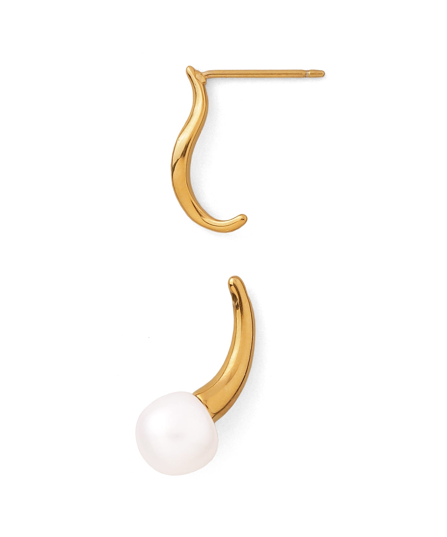 2-Way Freshwater Pearl Earrings [Stainless Steel]
