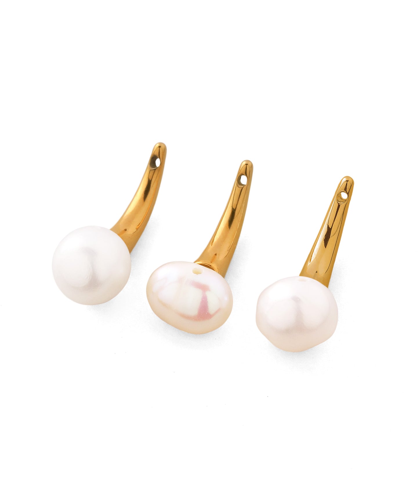 2-Way Freshwater Pearl Earrings [Stainless Steel]