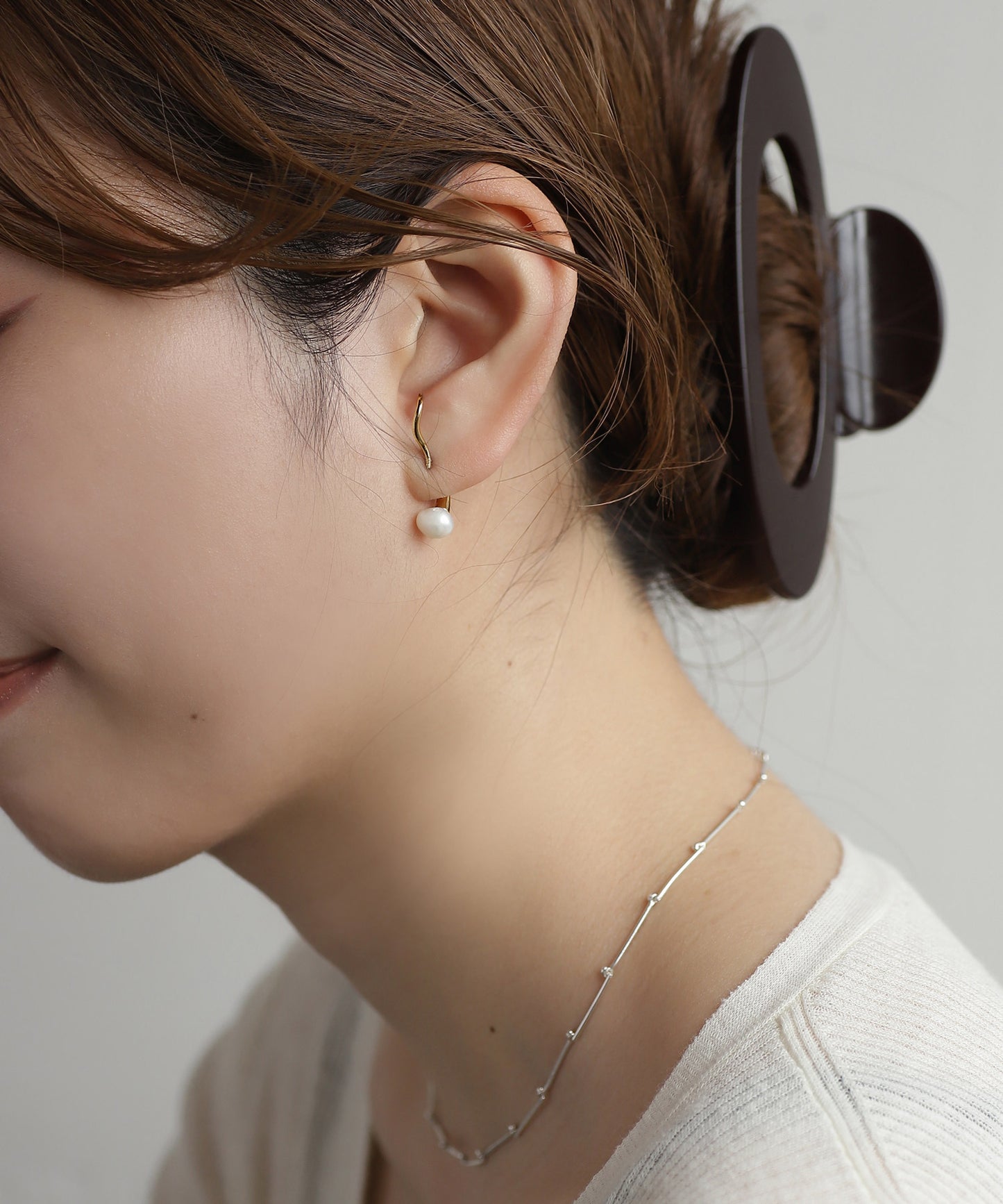 2-Way Freshwater Pearl Earrings [Stainless Steel]