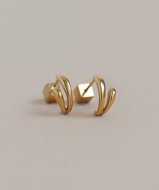 Double Line Curls Earrings [Surgical Stainless Steel]