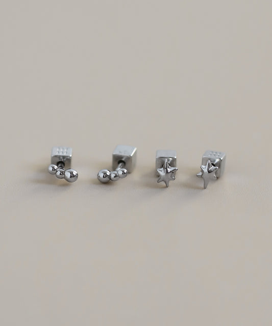 Design Earrings [Set of 2 Pairs] [Surgical Stainless Steel]