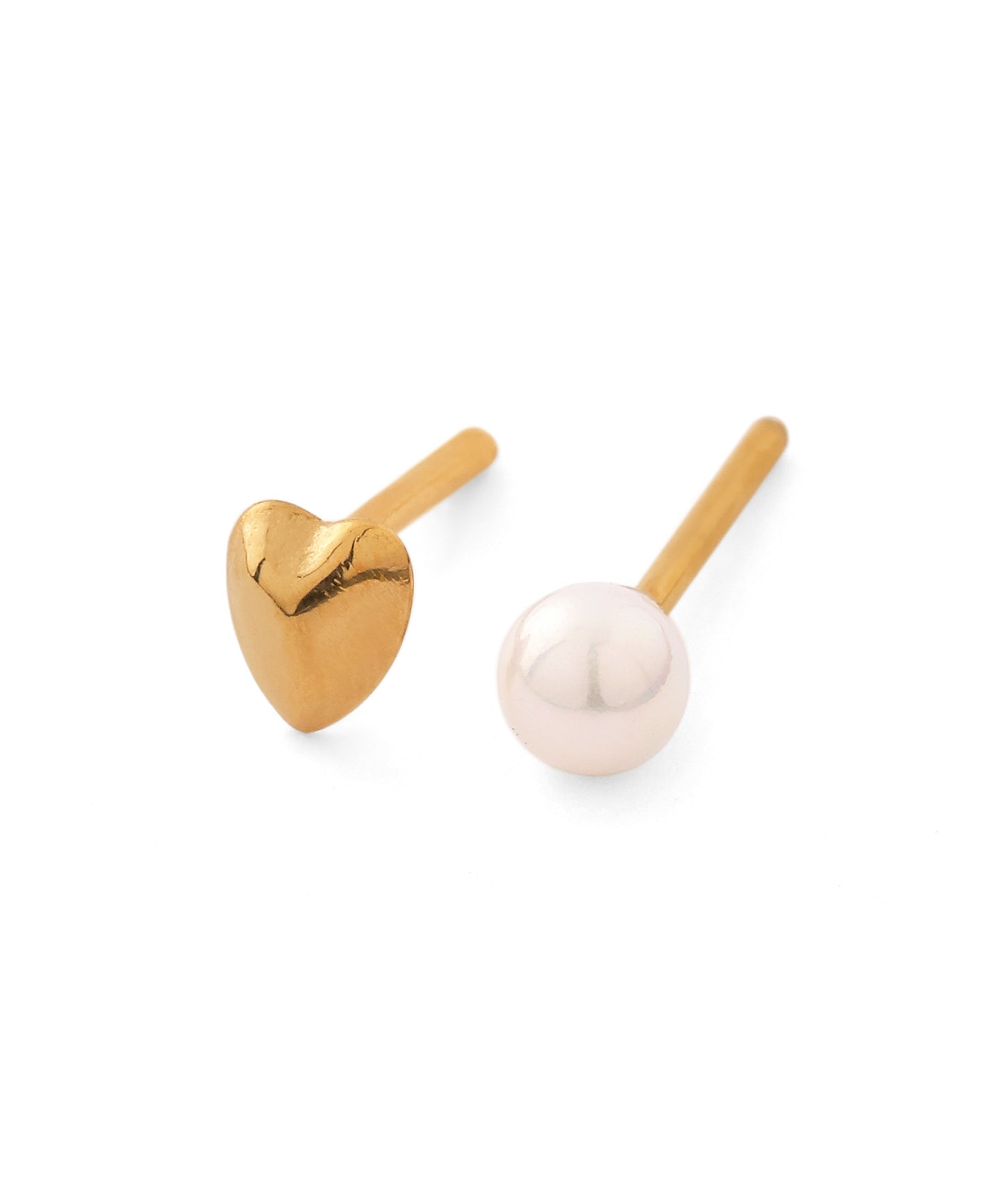 Heart & Pearl Earrings [Set of 2 Pairs] [Surgical Stainless Steel]