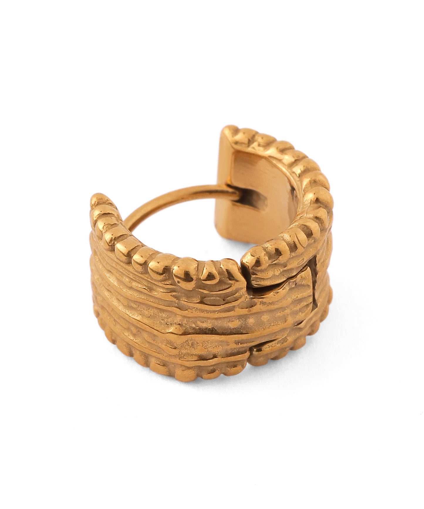 Textured Wide Hoop Earrings [Surgical Stainless Steel]
