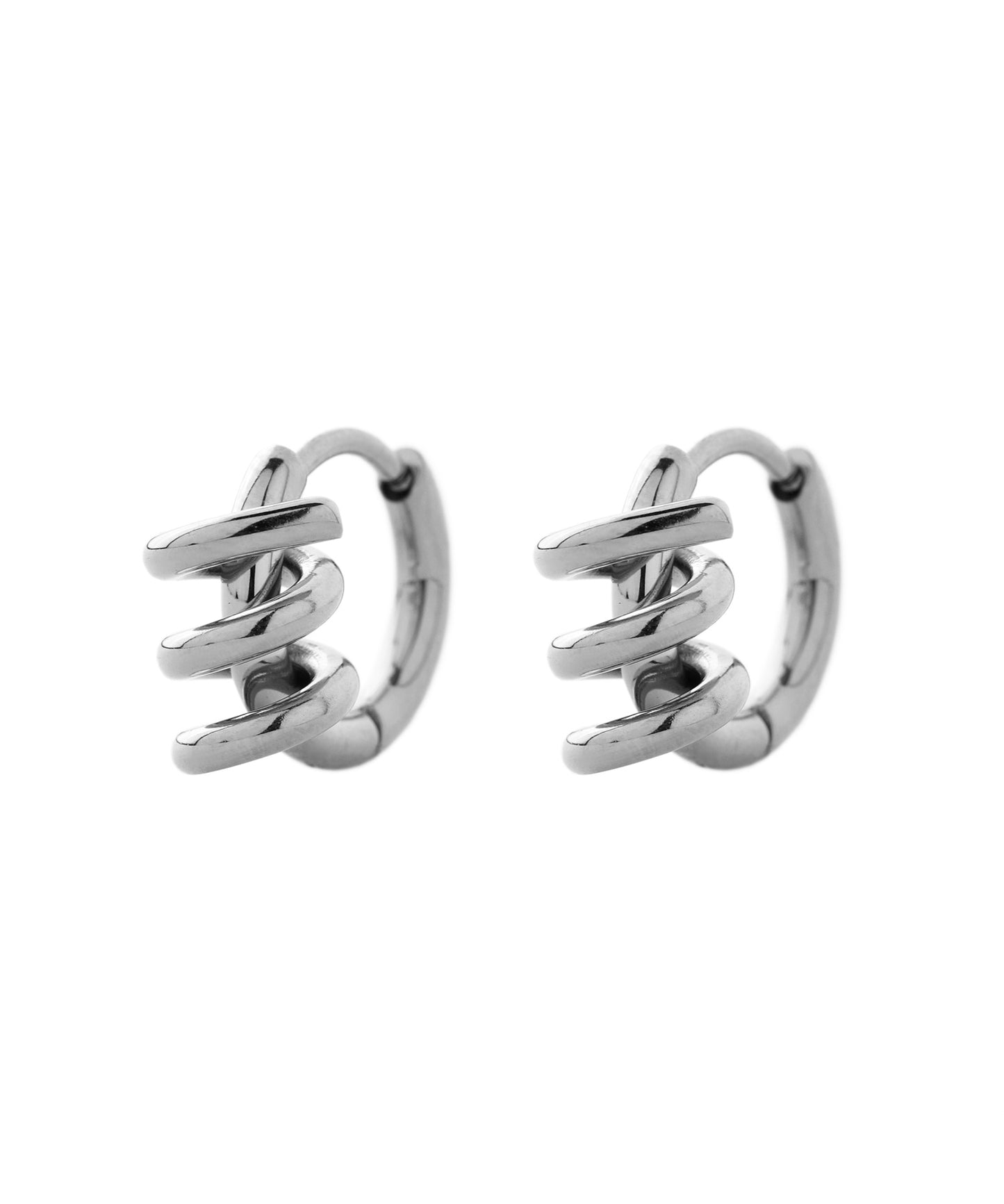 【Stainless Steel IP】Coil Design Hoop Earrings