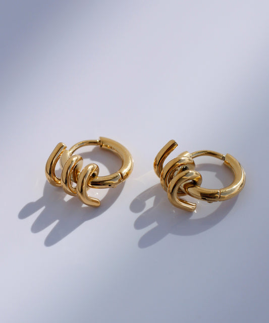 Coil Design Hoop Earrings [Stainless Steel]