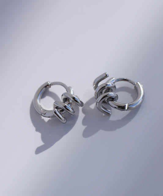 【Stainless IP】Coil Design Hoop Earrings