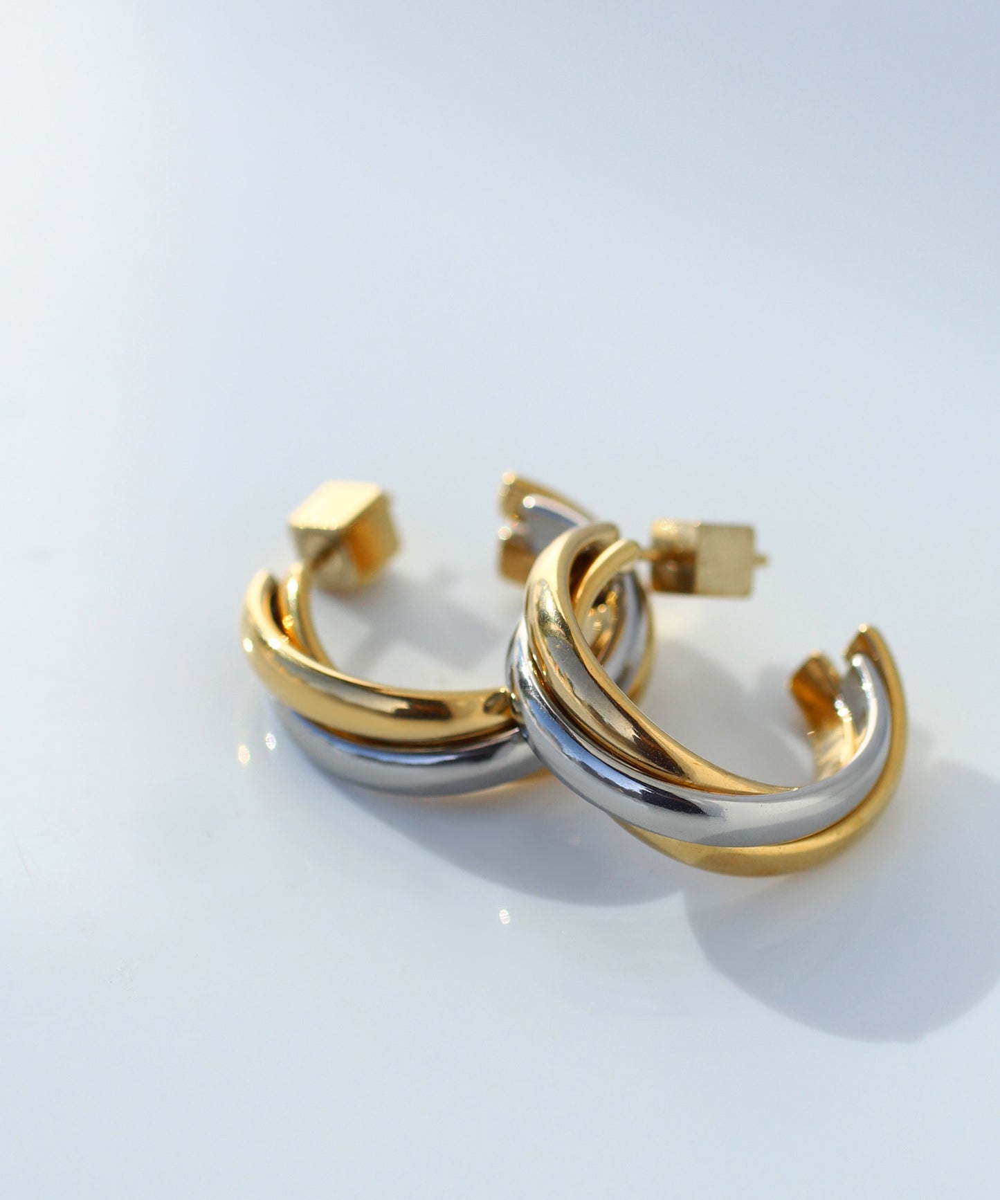 【Stainless Seel IP】【Online Store Limited】Combination Color Hoop Earrings