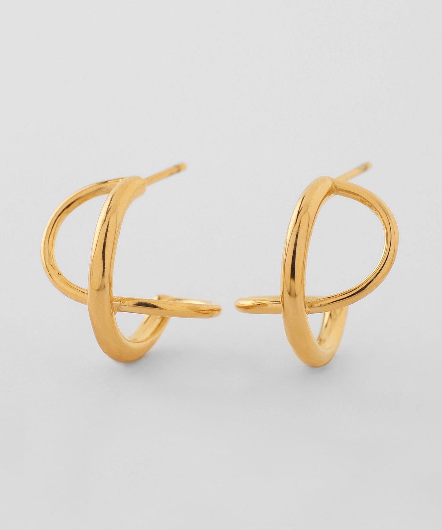 【Stainless Steel IP】Cross Line Hoop Earrings