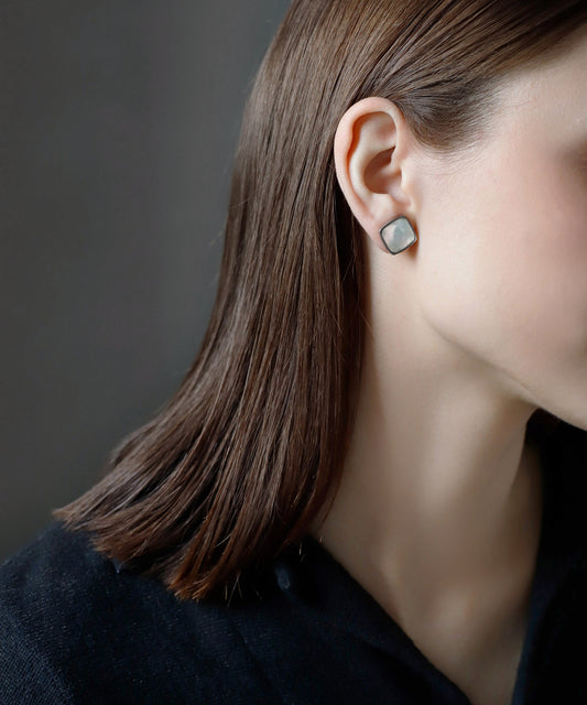 【Stainless Steel IP】Shell Square Earrings