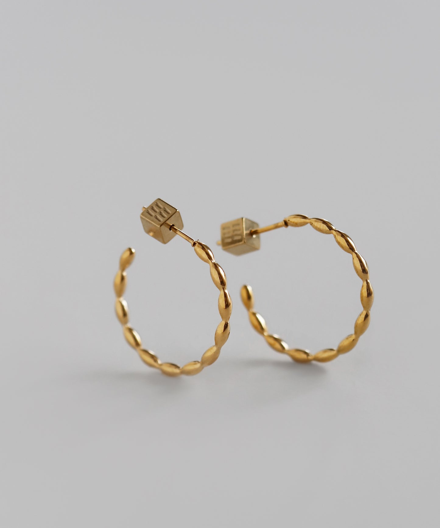 【Stainless Steel IP】Dot Line Hoop Earrings