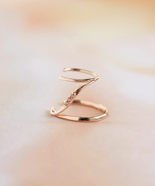 【Limited Qty with a Gift Box】 Double Line Bijou Ear Cuff