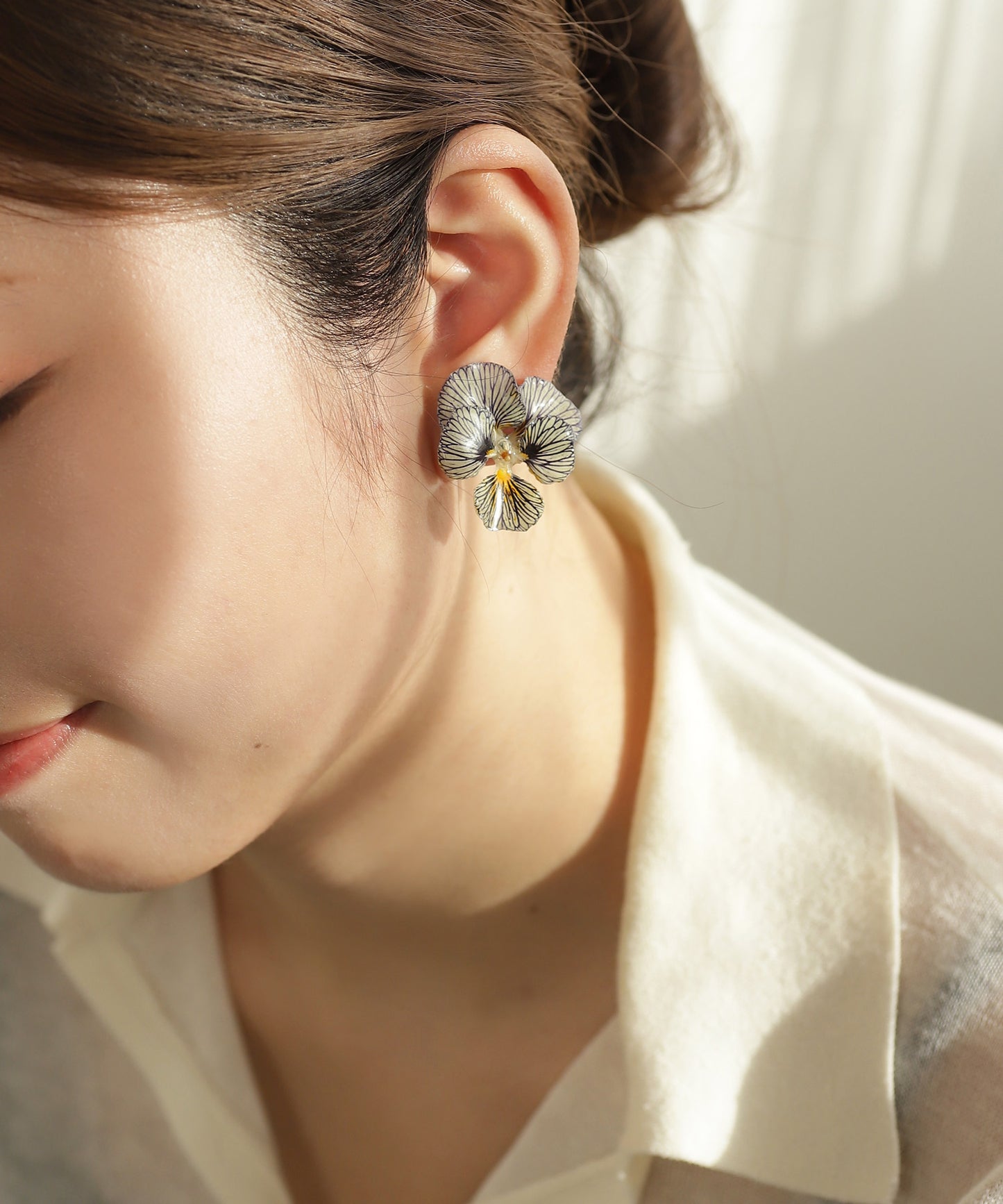 Flower Earrings [Viola (Tiger Eye)]