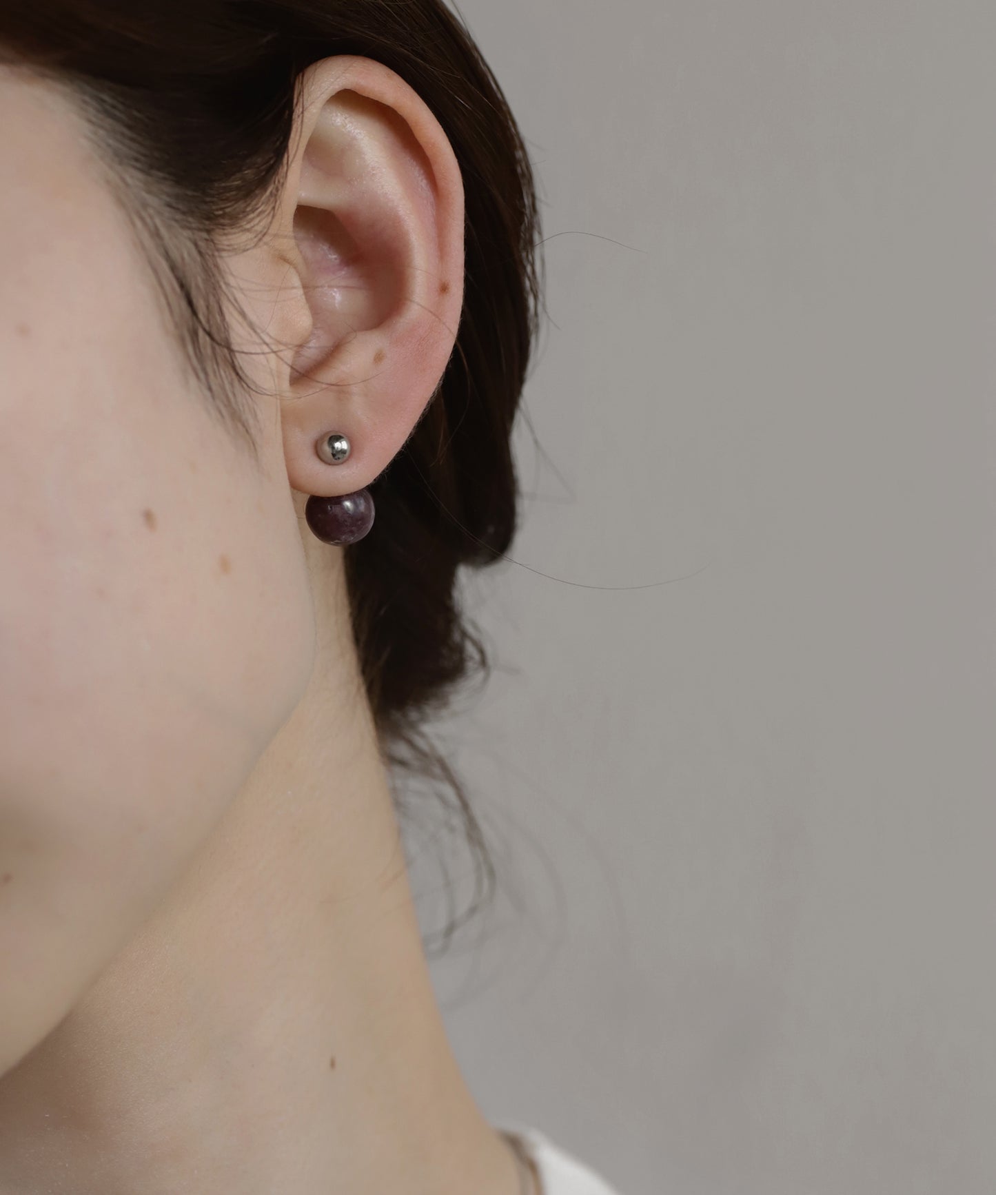 Natural Stone 2-Way Earrings [Stainless Steel]