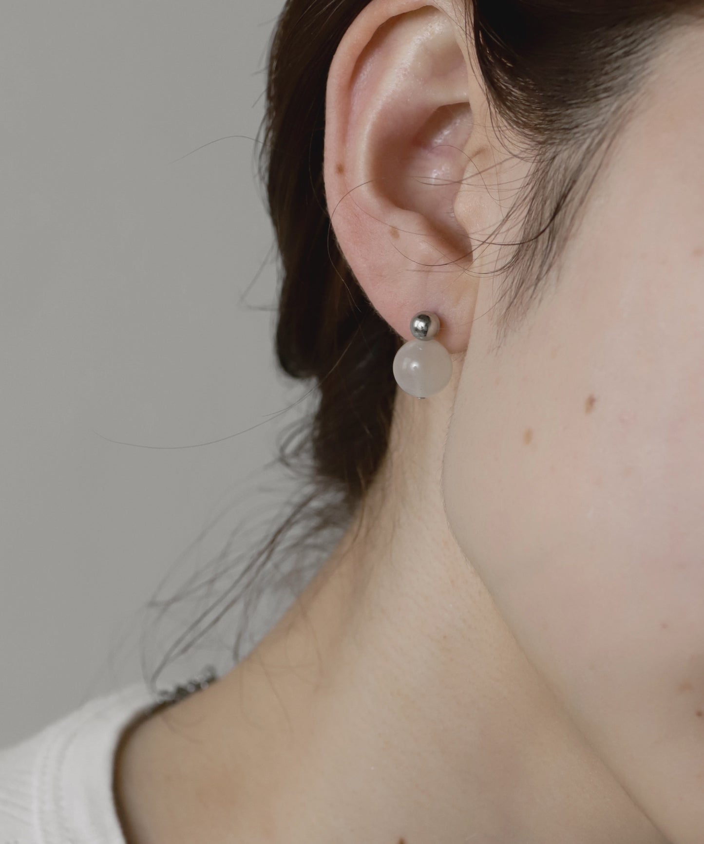 Natural Stone 2-Way Earrings [Stainless Steel]