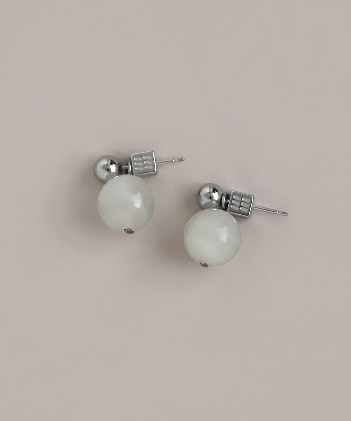 Natural Stone 2-Way Earrings [Stainless Steel]
