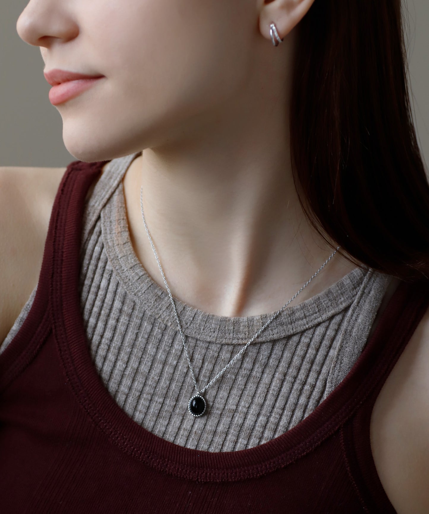 【Stainless Steel IP】Stone Necklace