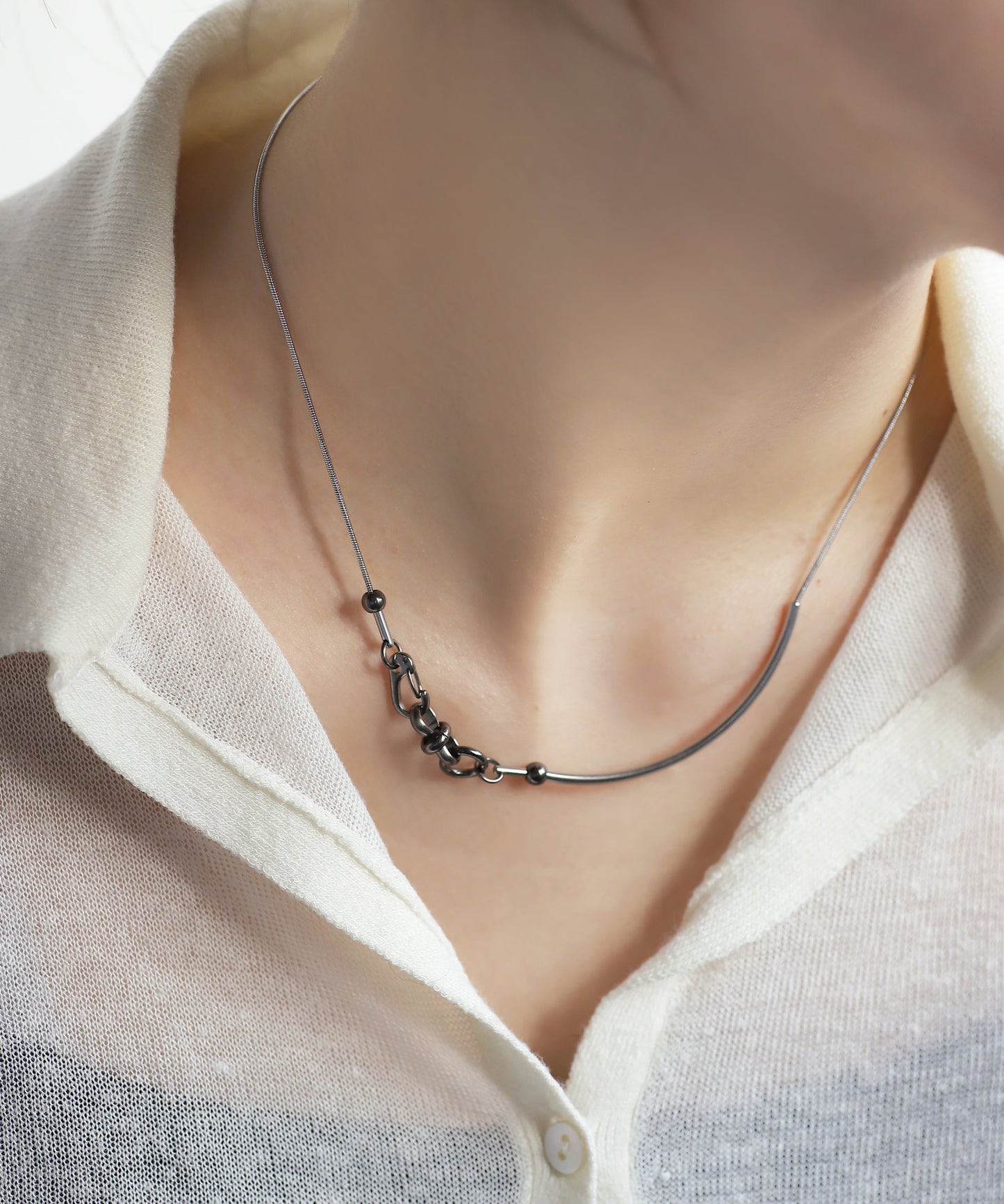 2-Way Carabiner Pendant Necklace [Stainless Steel]
