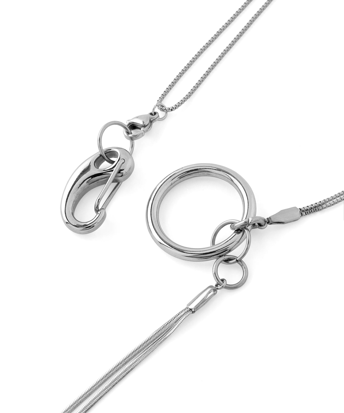2-Way Carabiner Pendant Necklace [Stainless Steel]