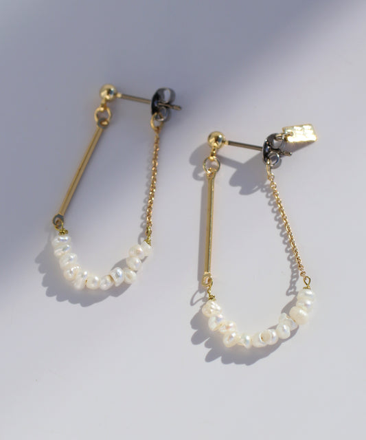 Freshwater Pearl Back Catch Earrings[A]