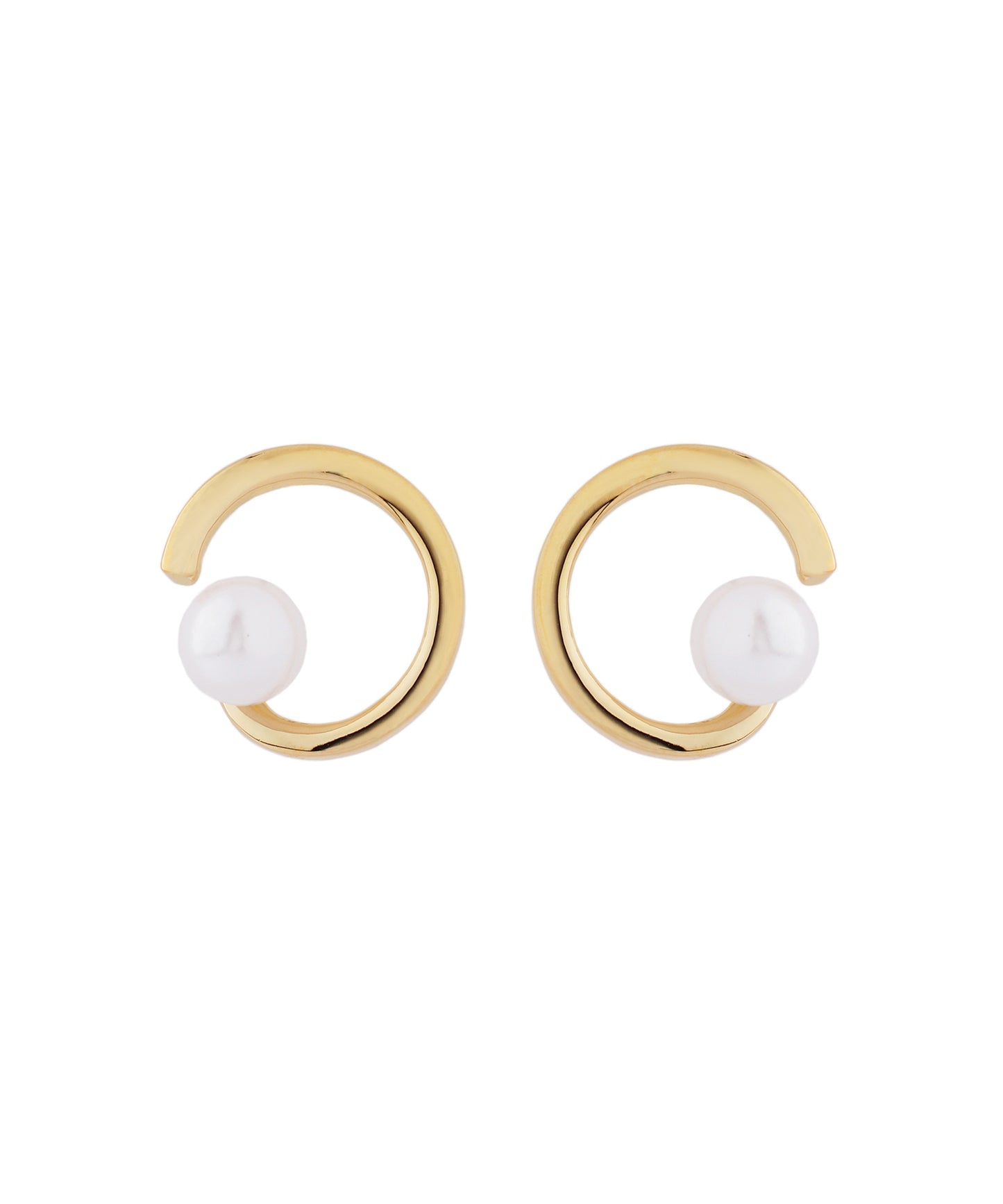 Pearl Metal Circle Clip On Earrings [Sheerchic]
