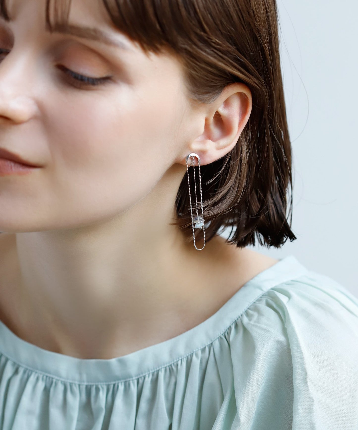 【Online Store Limited】Gemstone Long Clip On Earrings[Sheerchic]
