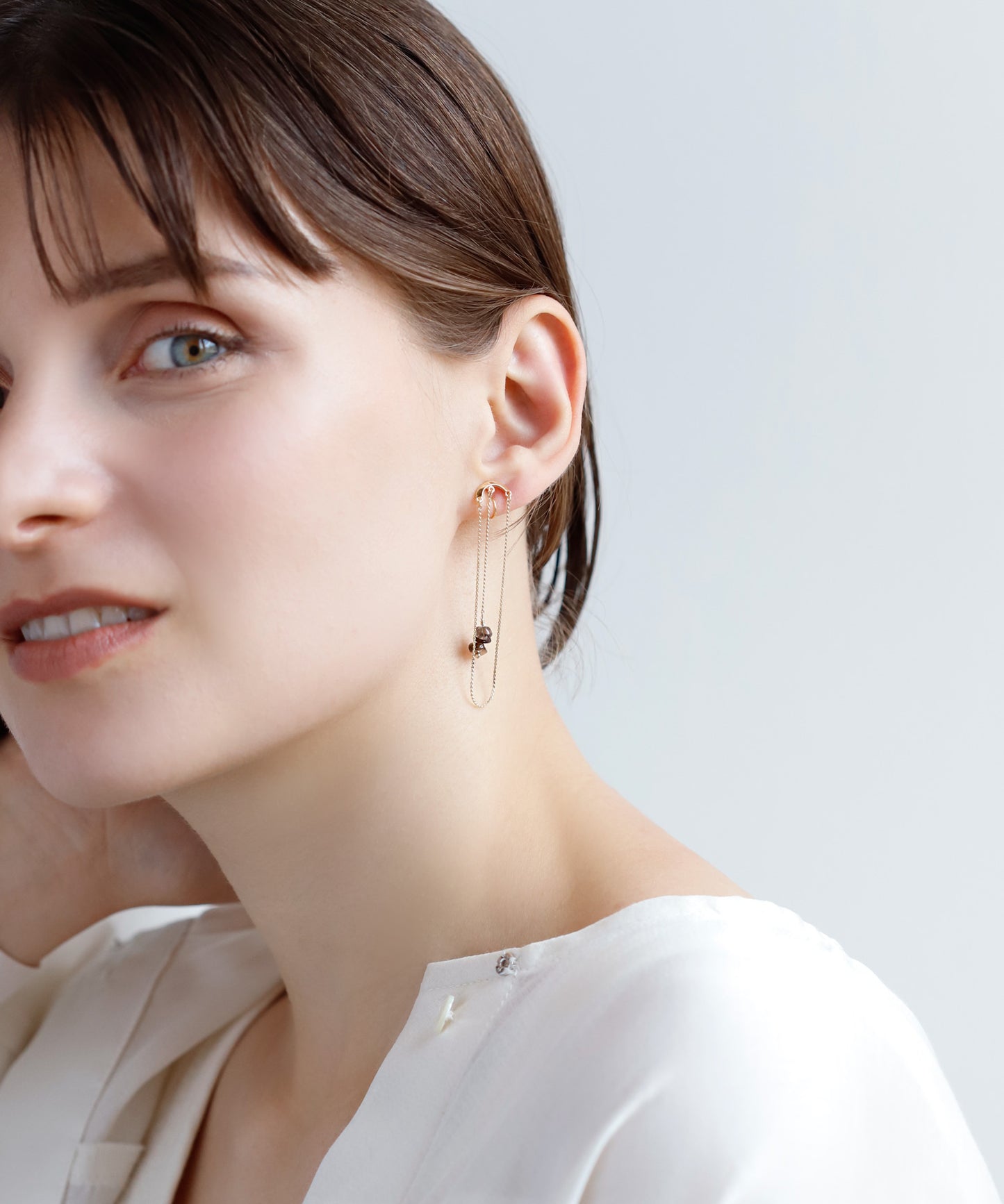 【Online Store Limited】Gemstone Long Clip On Earrings