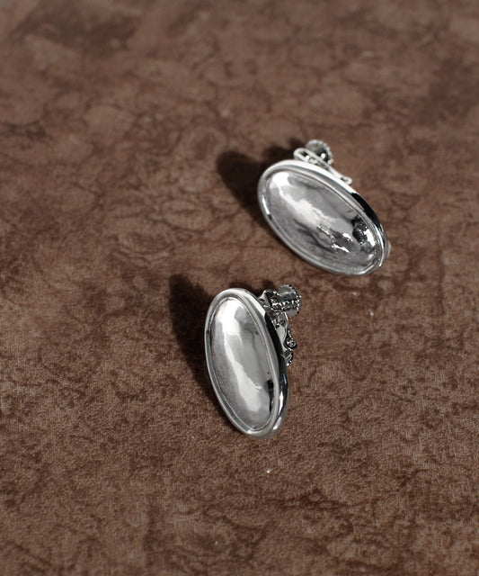 Metal Oval Plate Clip On Earrings [Ownideal]