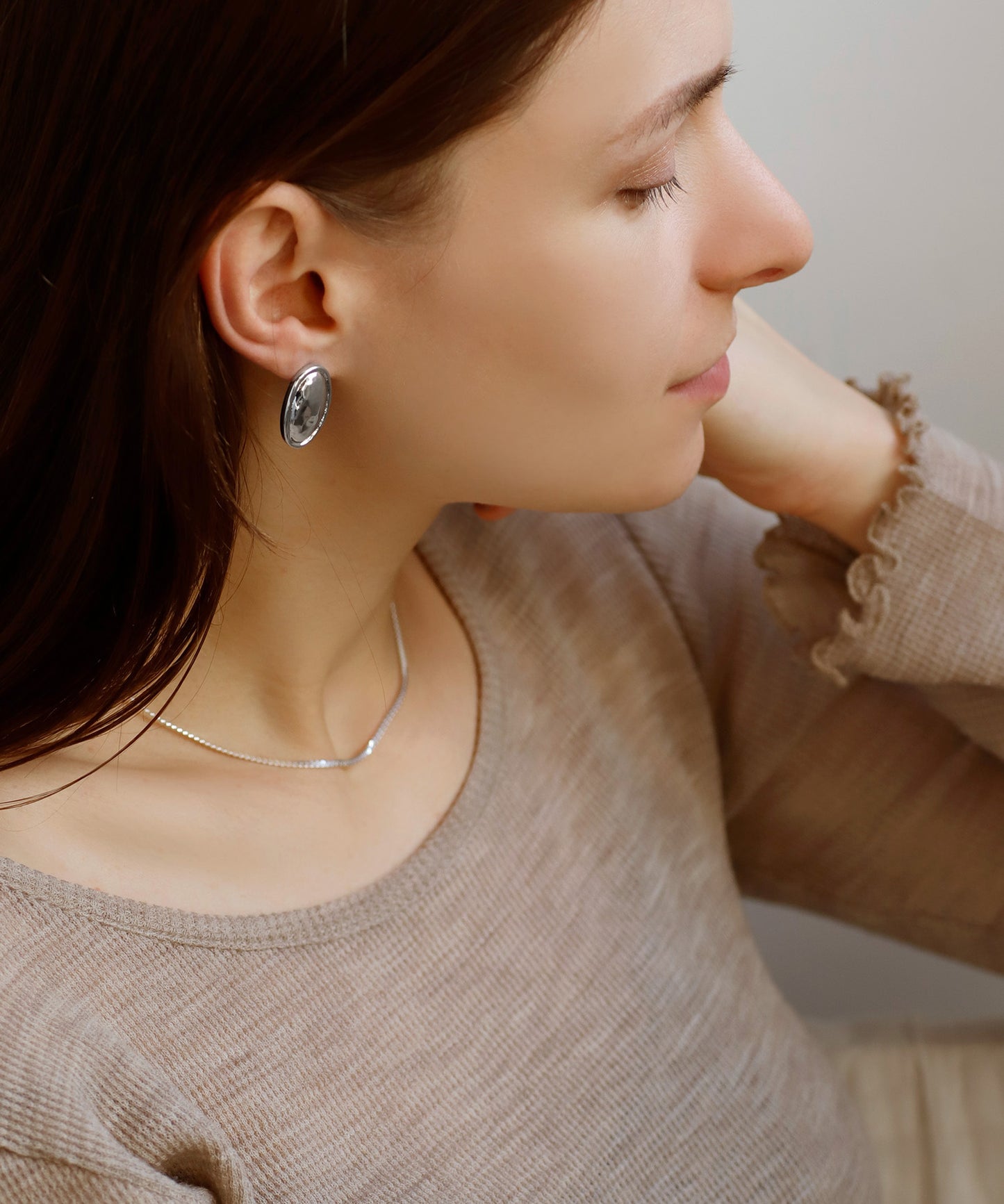Metal Oval Plate Earrings [Ownideal]