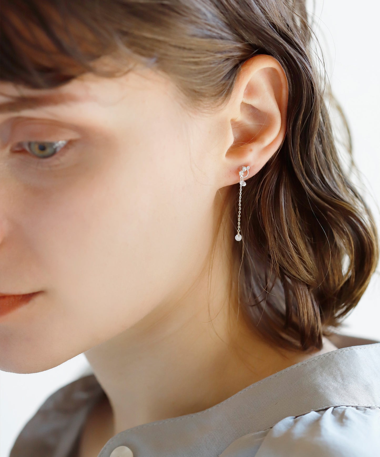 Bijou Chain Long Clip On Earrings[Sheerhic]
