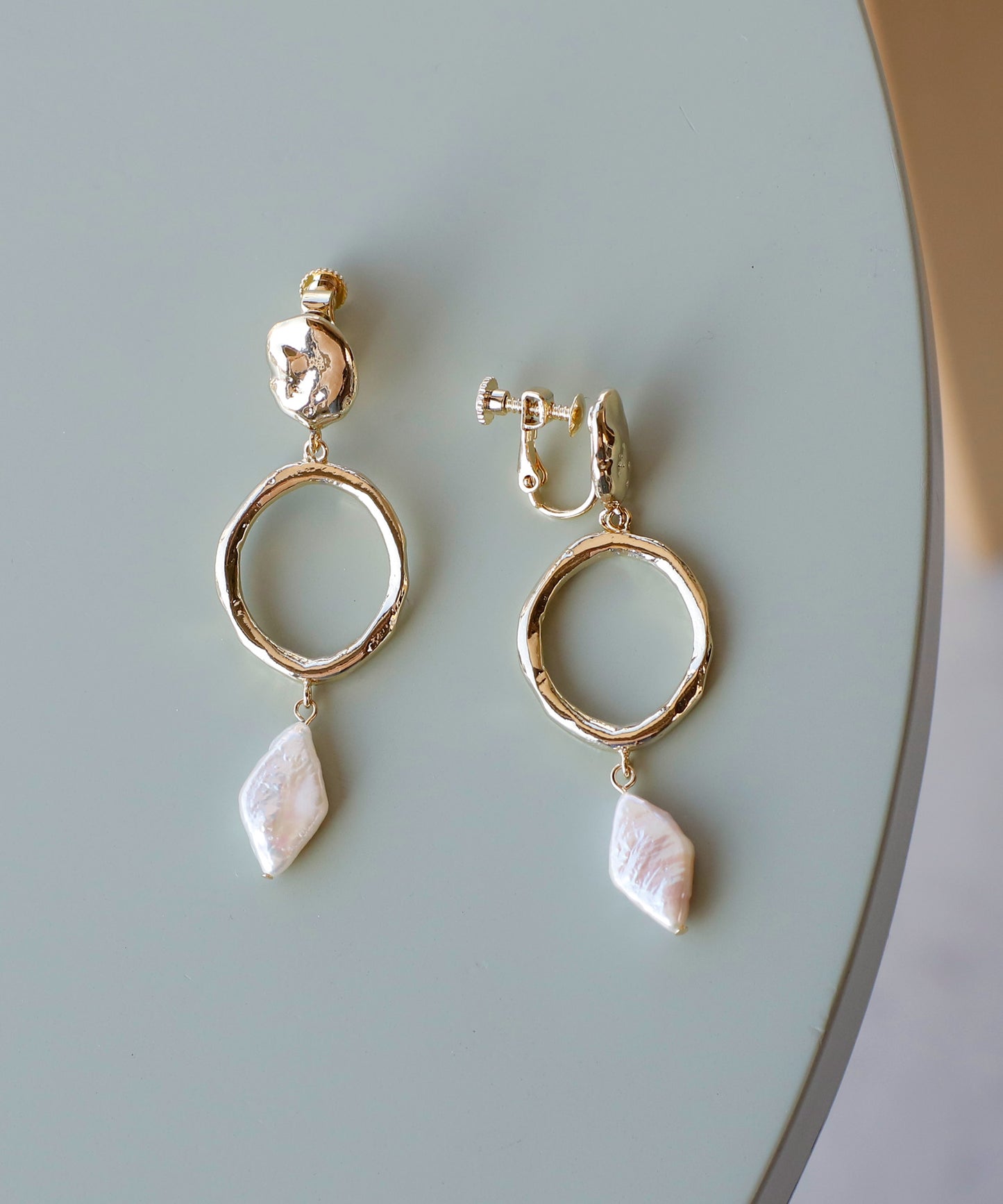 Pearl × Metal Clip On Earrings[A][Ownideal]