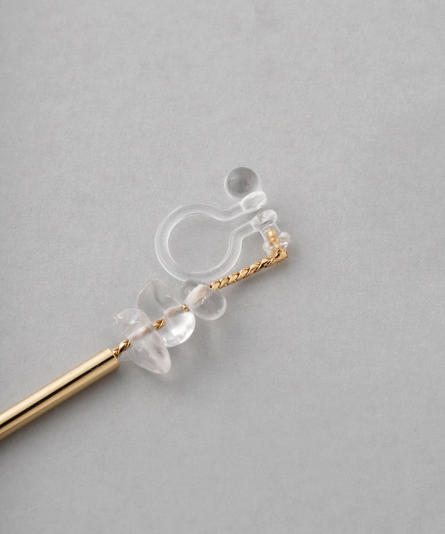 Asymmetrical Gemstone Clip On Earrings [Sheerchic]