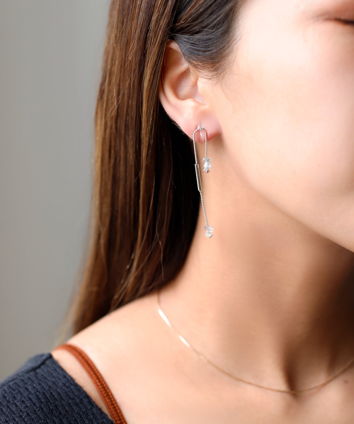 Asymmetrical Gemstone Clip On Earrings [Sheerchic]