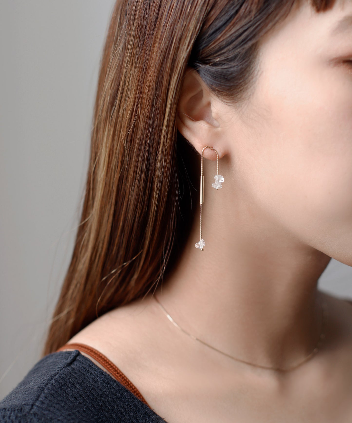 Asymmetrical Gemstone Earrings [Sheerchic]