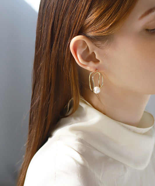 Pearl × Metal Line Earrings[Ownideal]