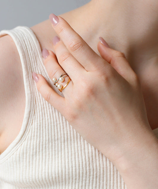 Pearl × Wavy Line Ring