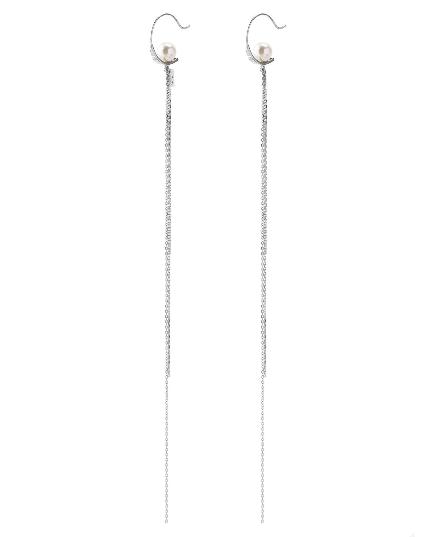 Pearl Chain Long Earrings [Sheerchic]