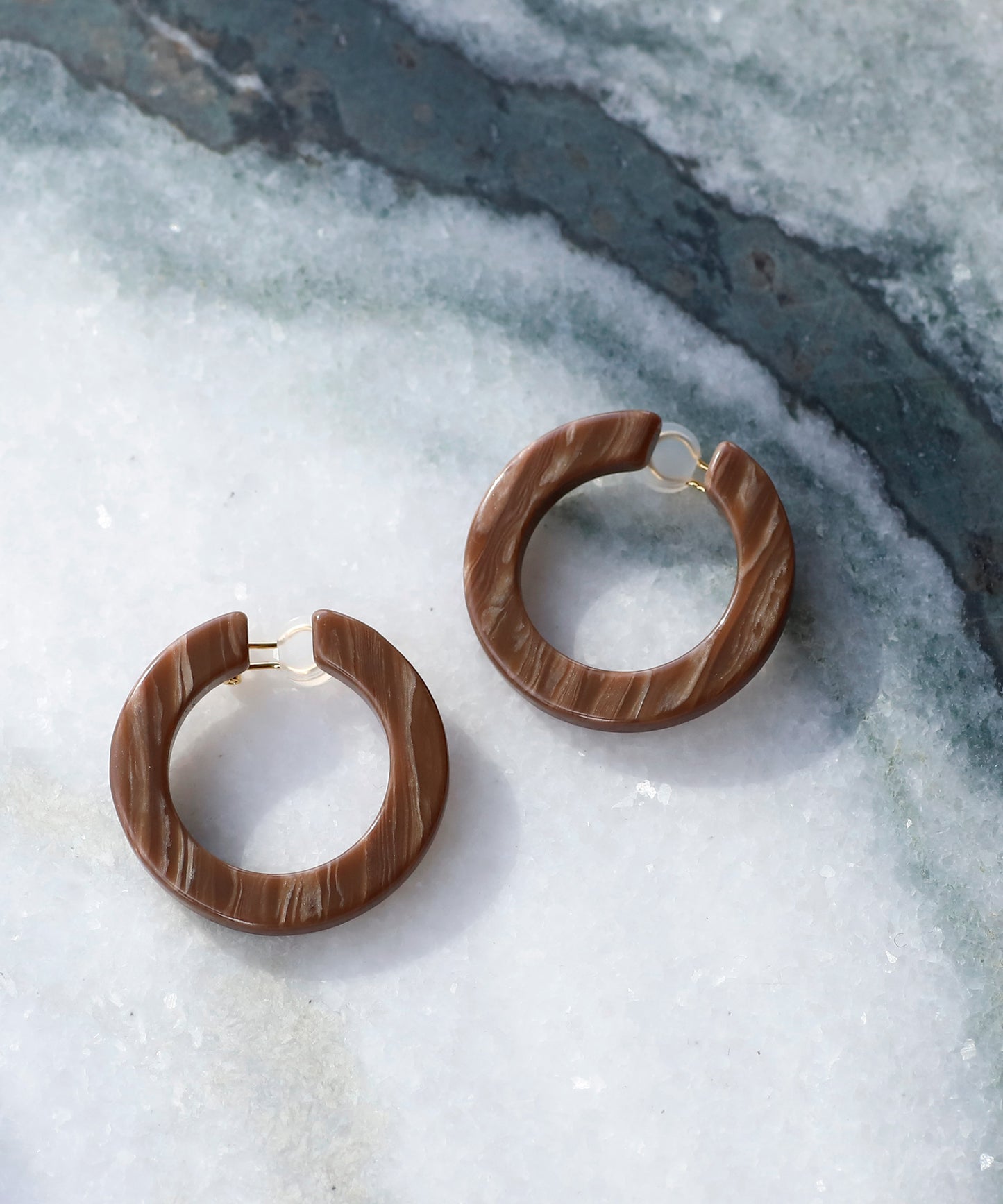 Marble Hoop Clip On Earrings[Ownideal]