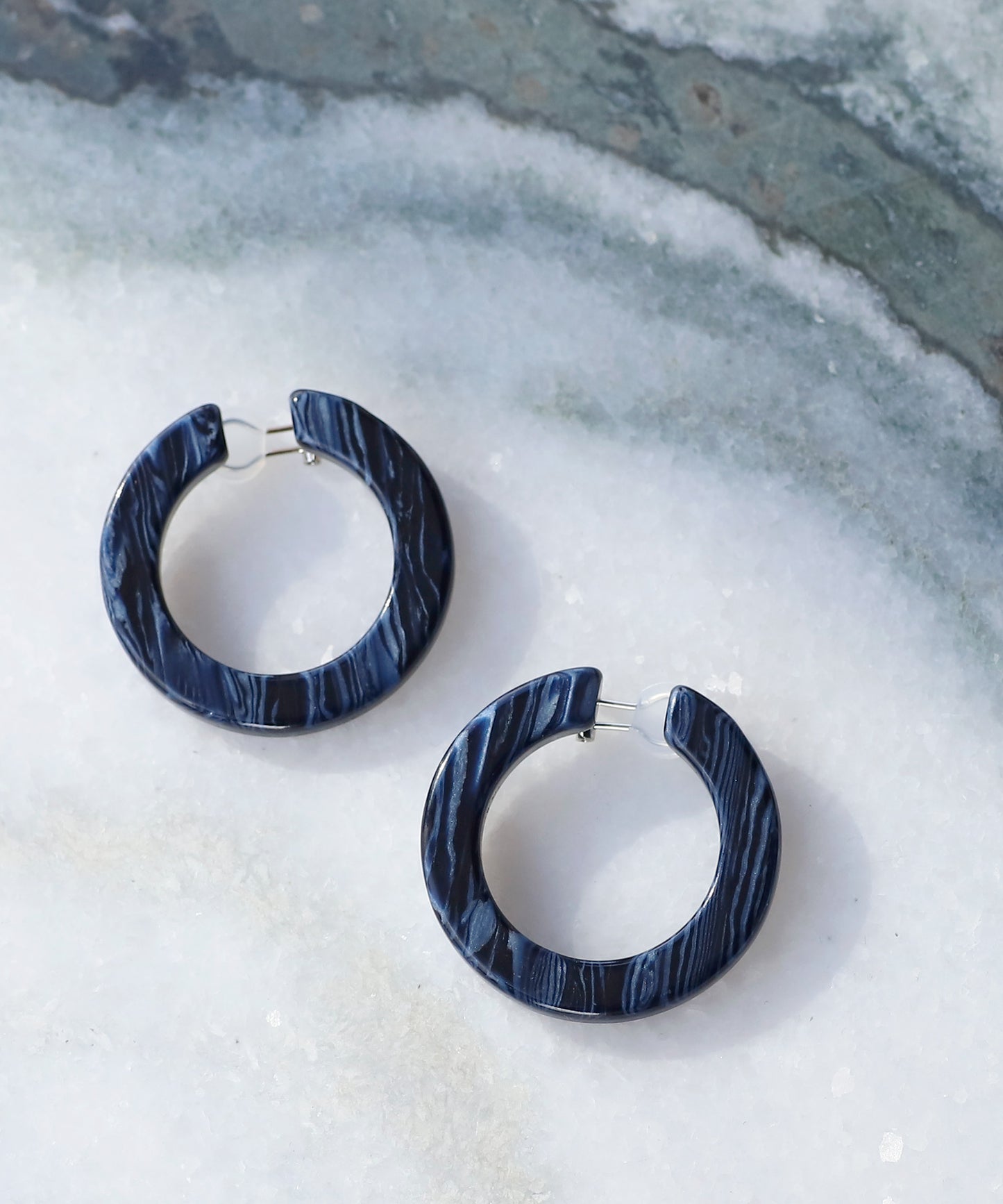 Marble Hoop Clip On Earrings[Ownideal]