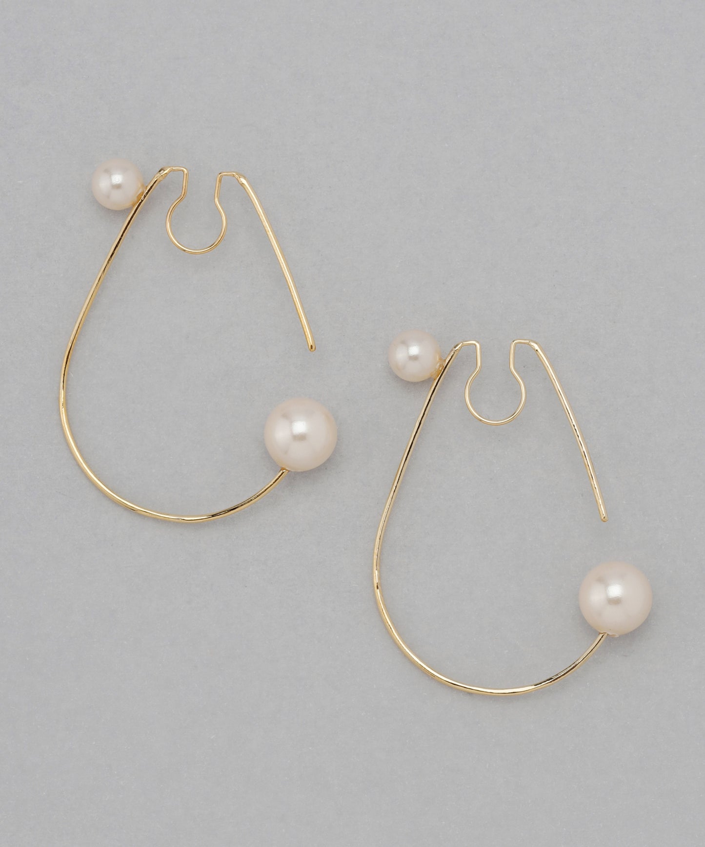 Double Pearl Drop Line Clip On Earrings [Sheerchic]