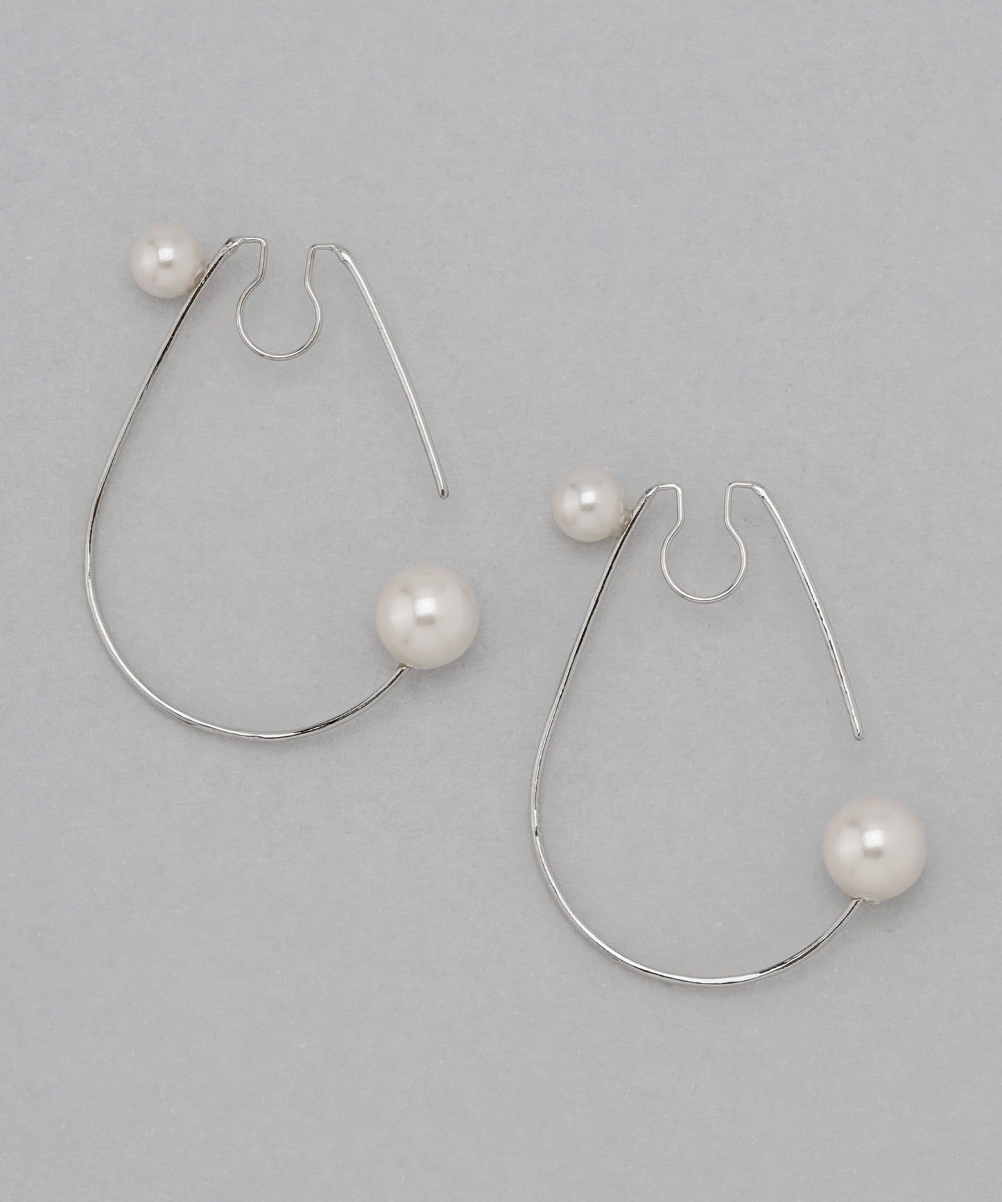 Double Pearl Drop Line Clip On Earrings [Sheerchic]