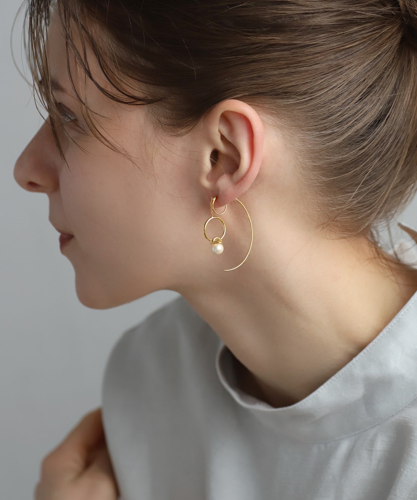Pearl × Hoop Clip On Earrings[Sheerchic]