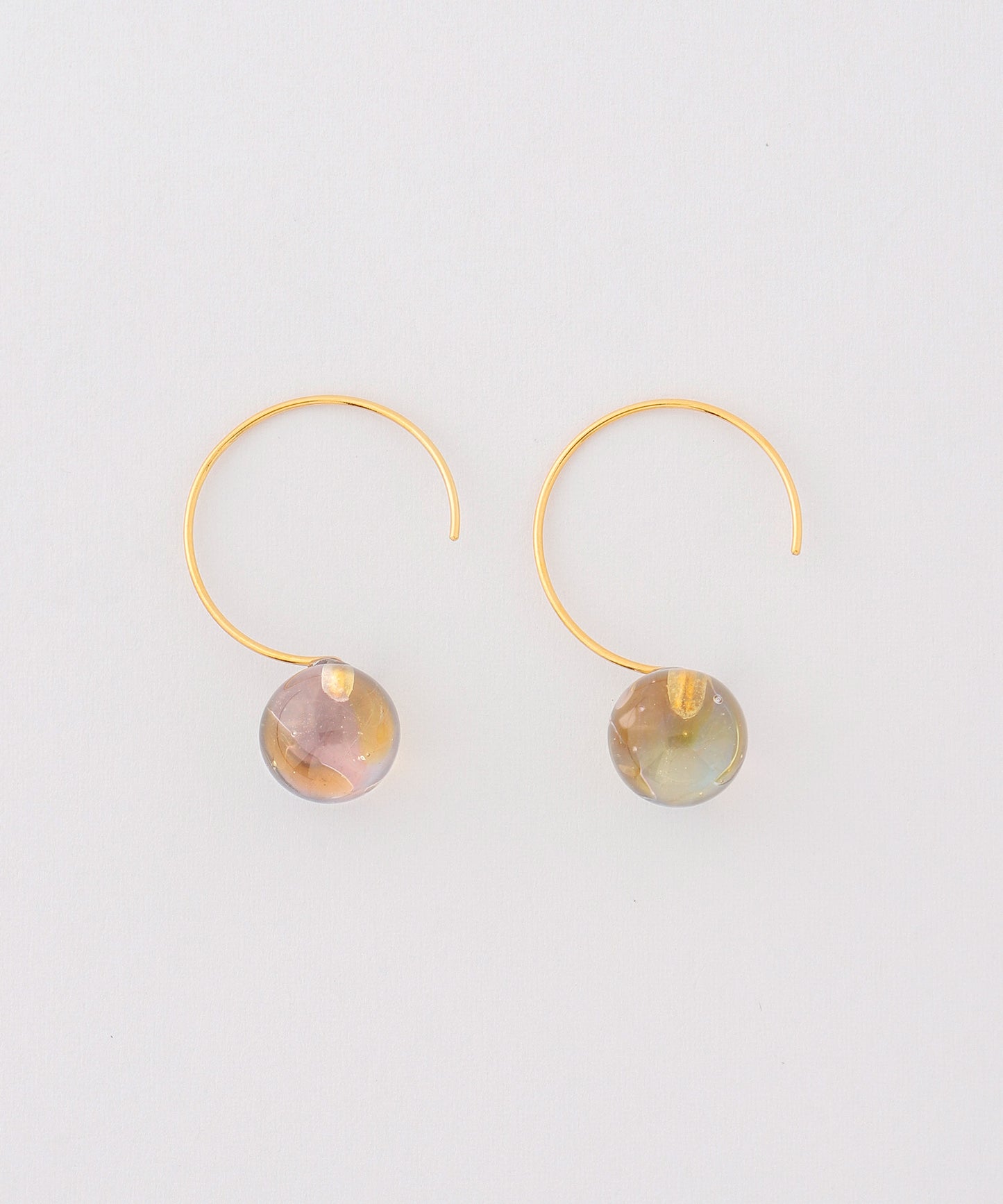 Circle Glass Hook Earrings [A][Ownideal]