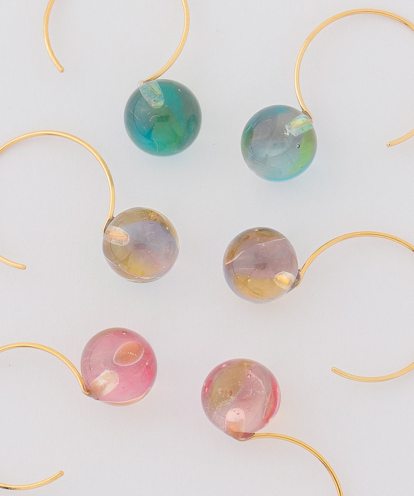 Circle Glass Hook Earrings [A][Ownideal]