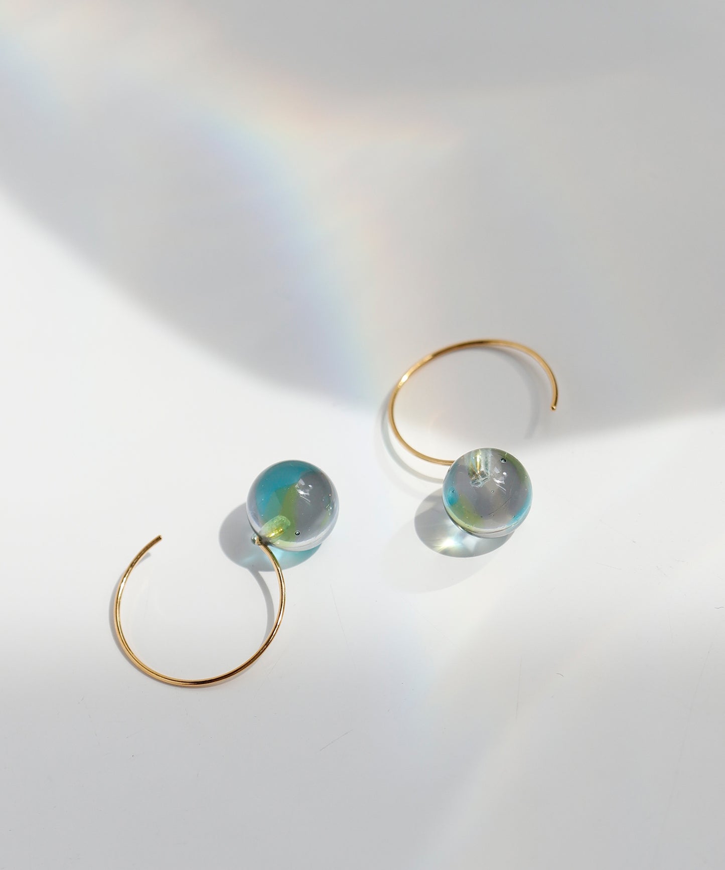 Circle Glass Hook Earrings [A][Ownideal]