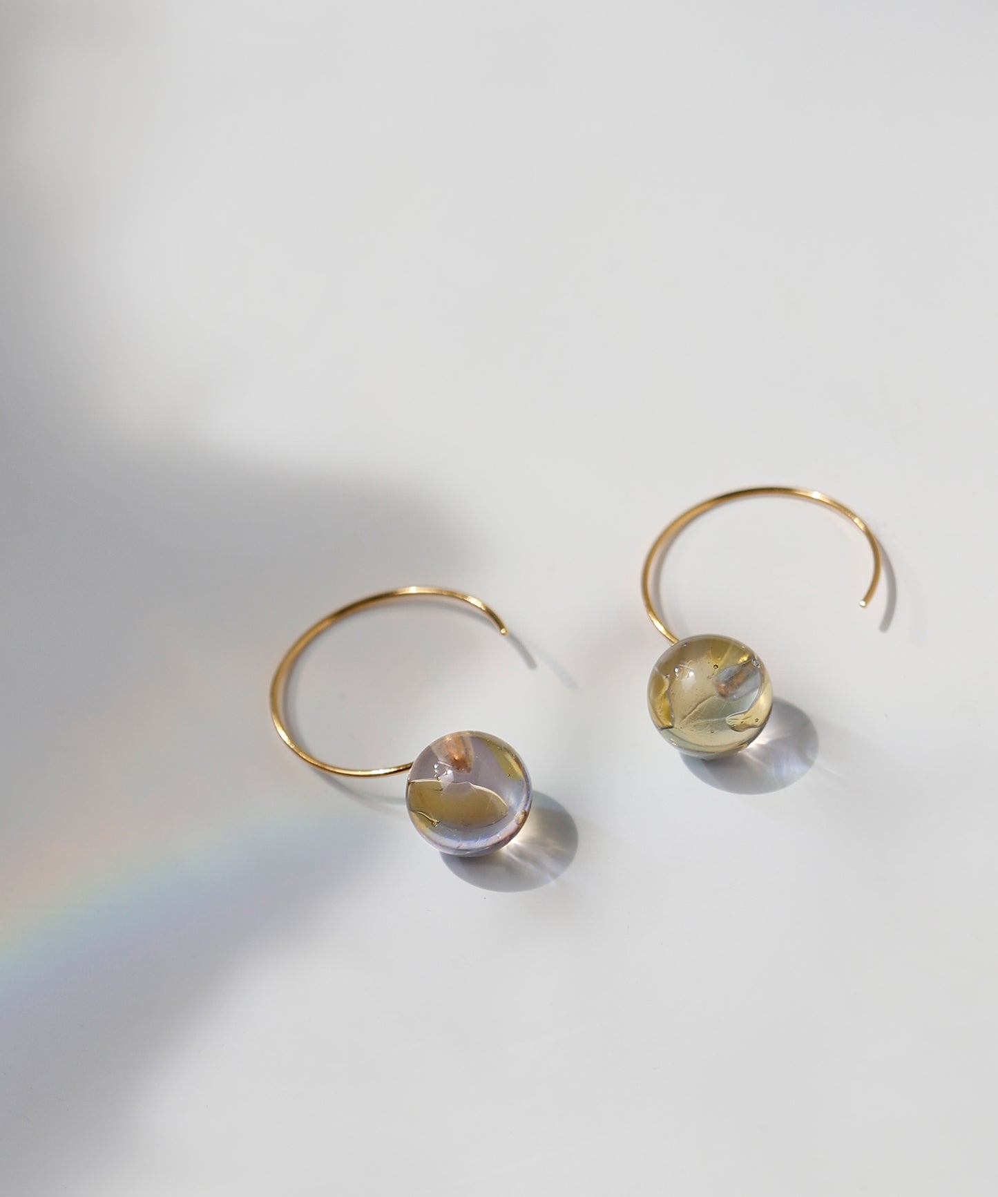 Circle Glass Hook Earrings [A][Ownideal]