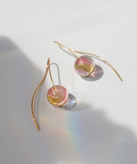 Circle Glass Hook Earrings [B][Ownideal]