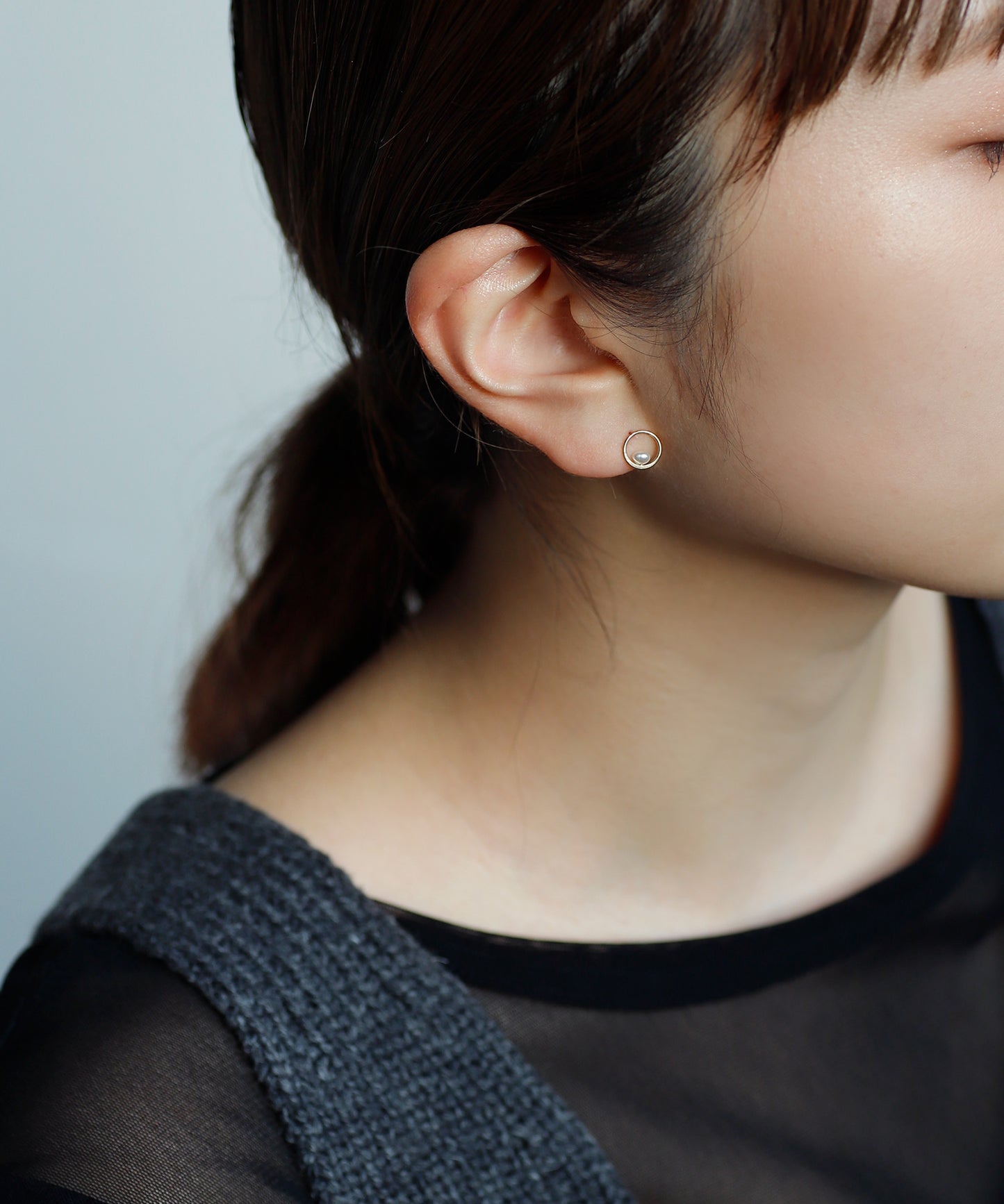 [14KGF] Pearl × Circle Earrings [Basic]