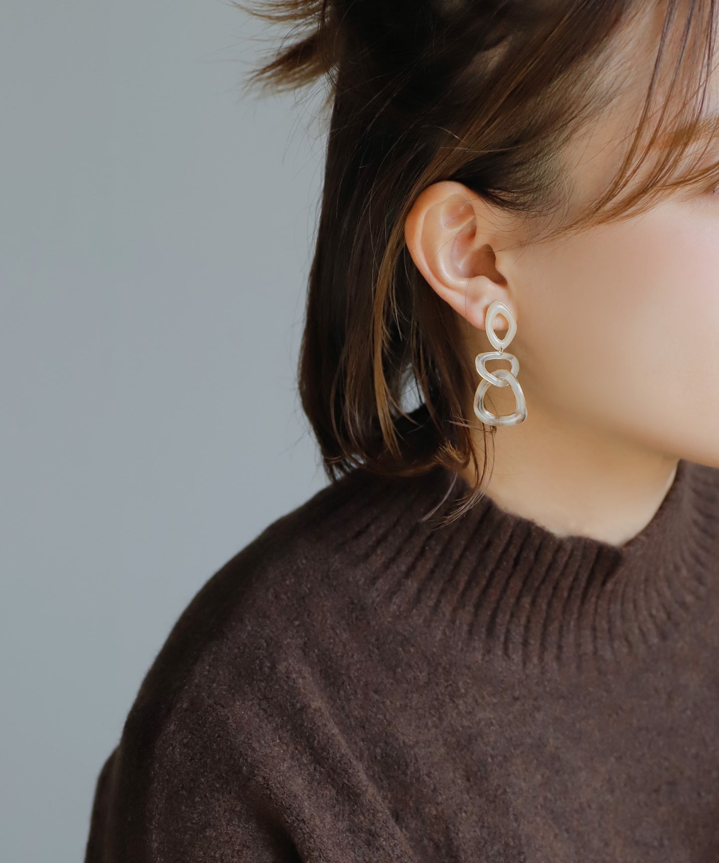 Marble Asymmetry Clip On Earrings