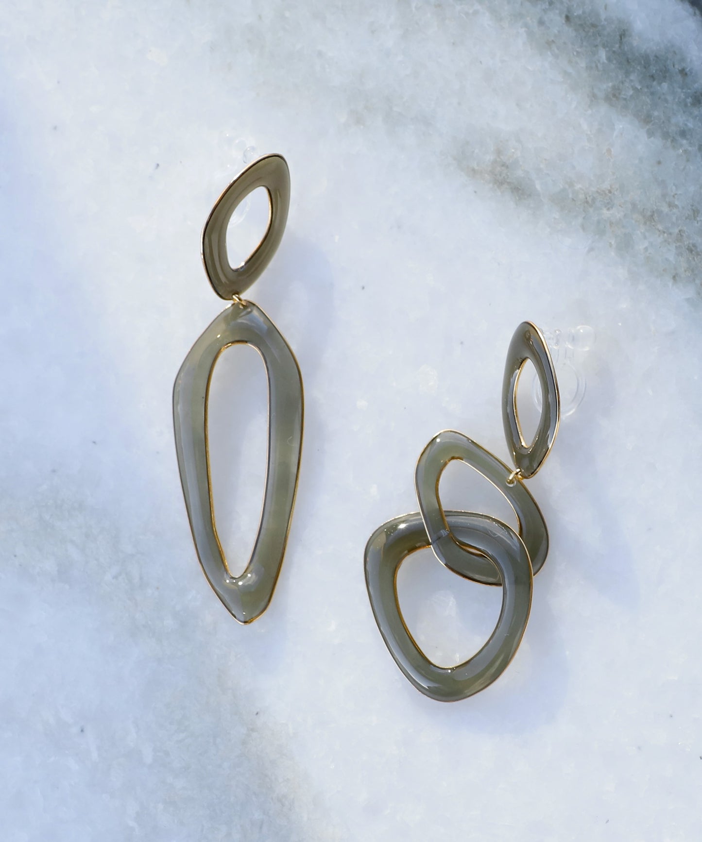 Marble Asymmetry Clip On Earrings[Sheerchic]